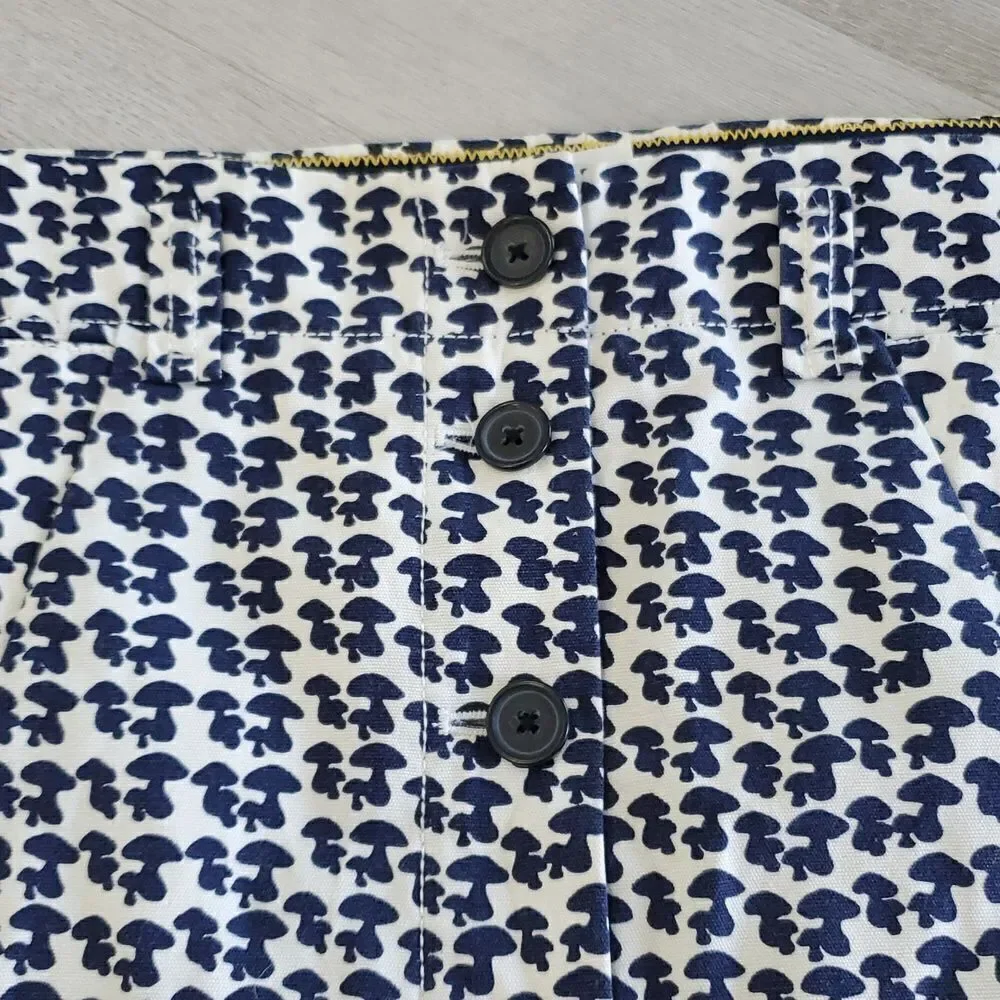 J.Crew Women's Mushroom Print geo mini skirt Sz 10 Navy/White